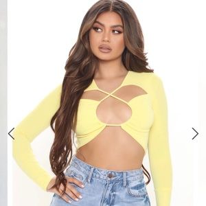 Yellow Fashion Nova crop top w/tags